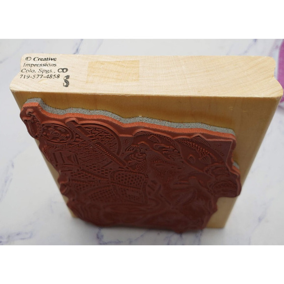 Fly Fishing Fish Collage Creative Impressions Wood Mounted Rubber Stamp - Picture 3 of 7